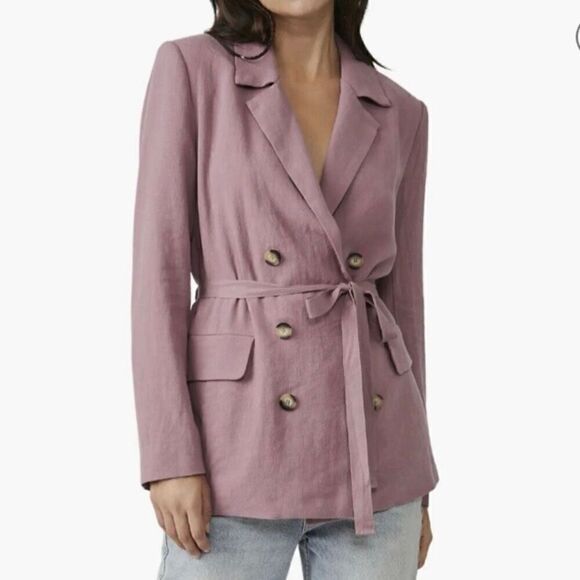Free People Olivia Purple Linen Blend Oversized Button Up Blazer NWT Size Small - Picture 1 of 8